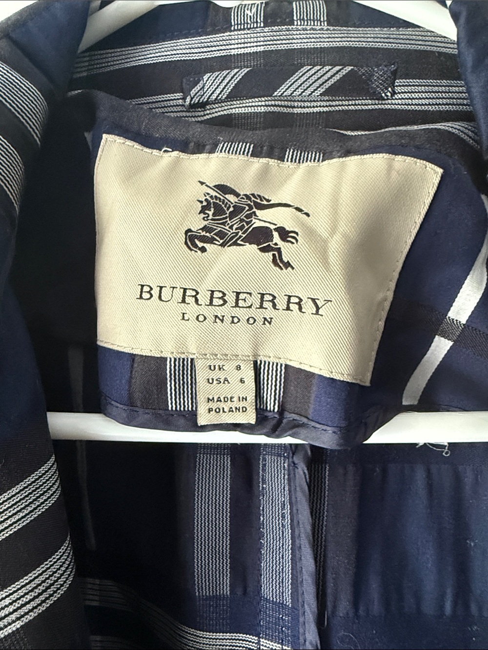 Burberry Navy and White Plaid Coat - Picture 2 of 2